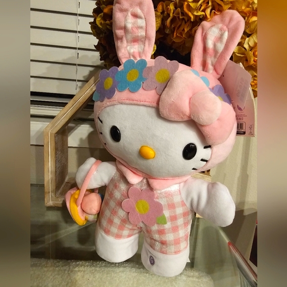 Hello Kitty Other - Sanrio Hello Kitty Easter Bunny Musical Side Stepper Plush Greeter Spring